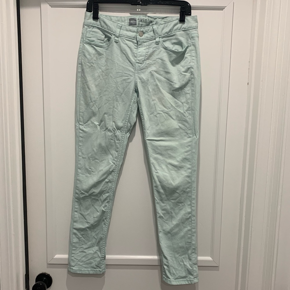 Mossimo mint blue skinny jeans size 4.